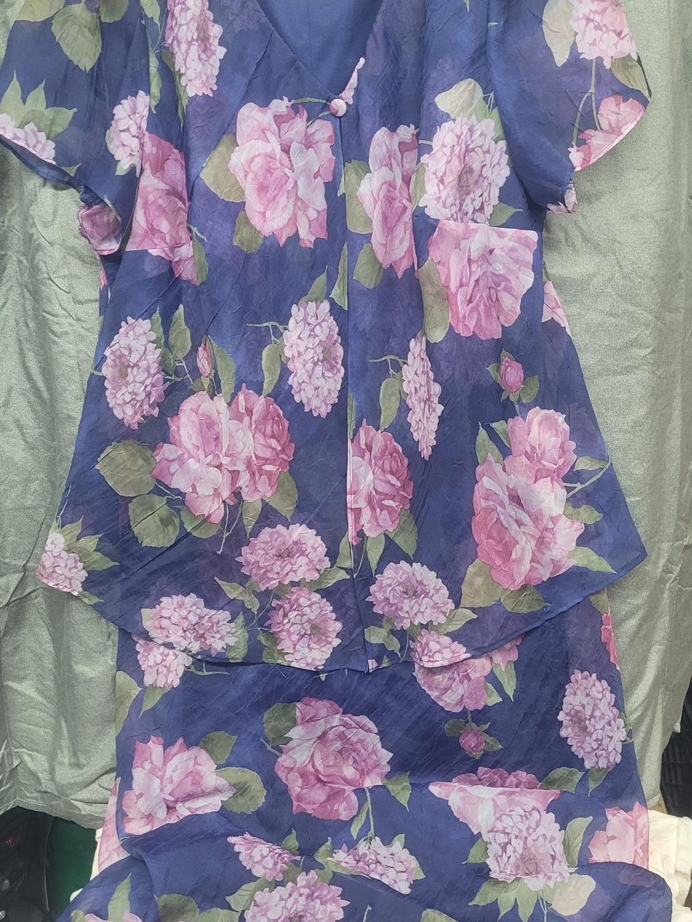 Women's Floral Maxi Dress in Navy and Pink
